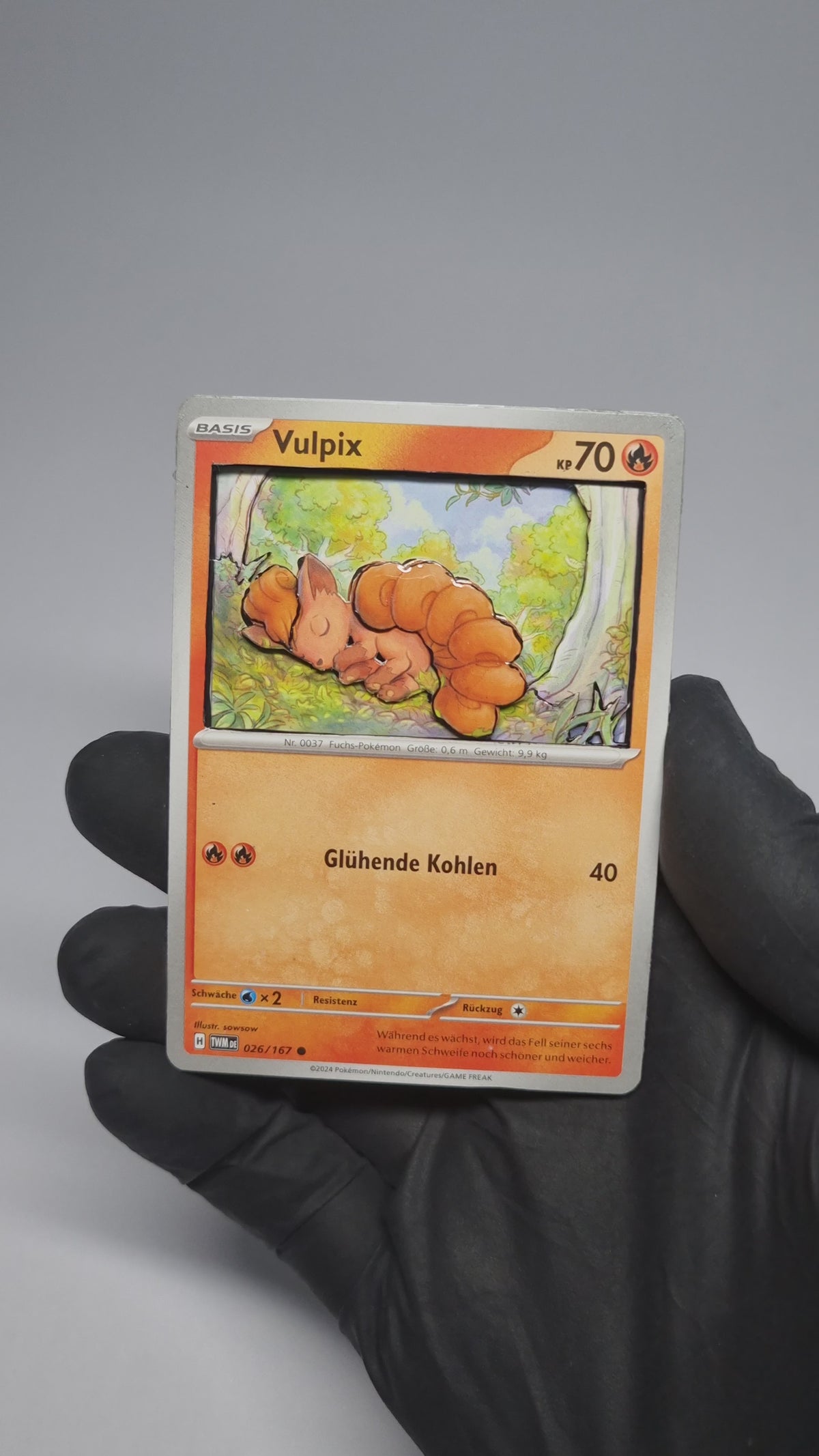 Shadowbox Pokémon TCG – [Vulpix] | Handmade Art
